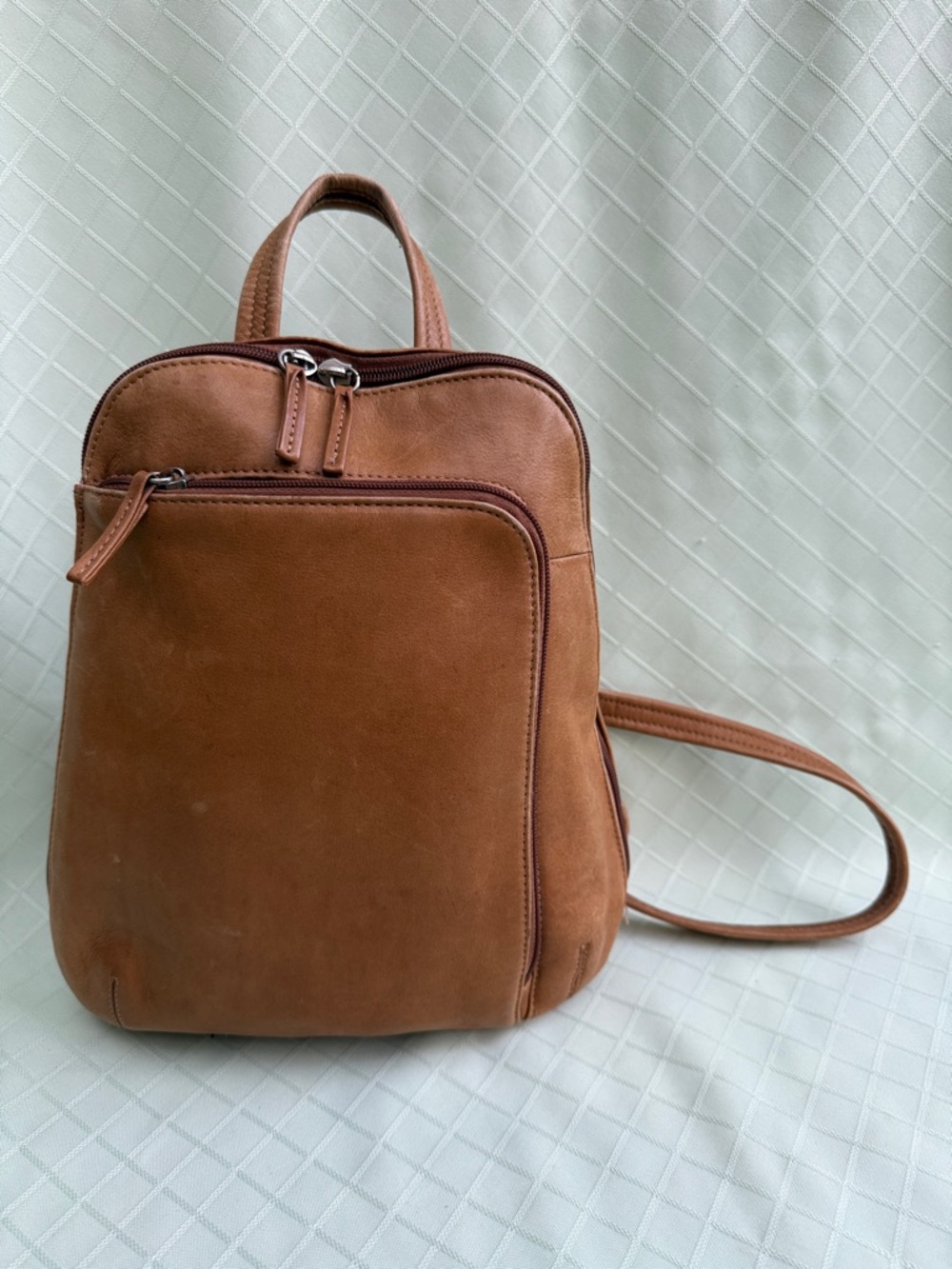 Vintage Orange/Brown Tignanello Leather Backpack